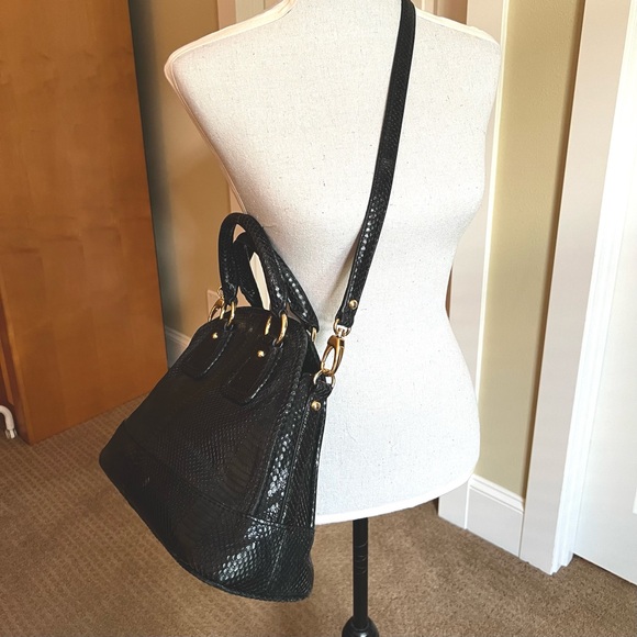 Talbots Genuine Leather Satchel, Snake embossed, Gold Hardware - Picture 6 of 6